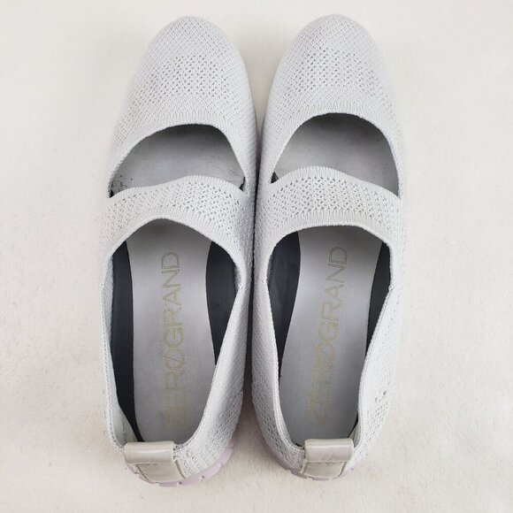 Cole Haan Zerogrand Mary Jane Shoe Womens 8 B Gray Knit Mesh Flex Sneaker Flat - Picture 7 of 12
